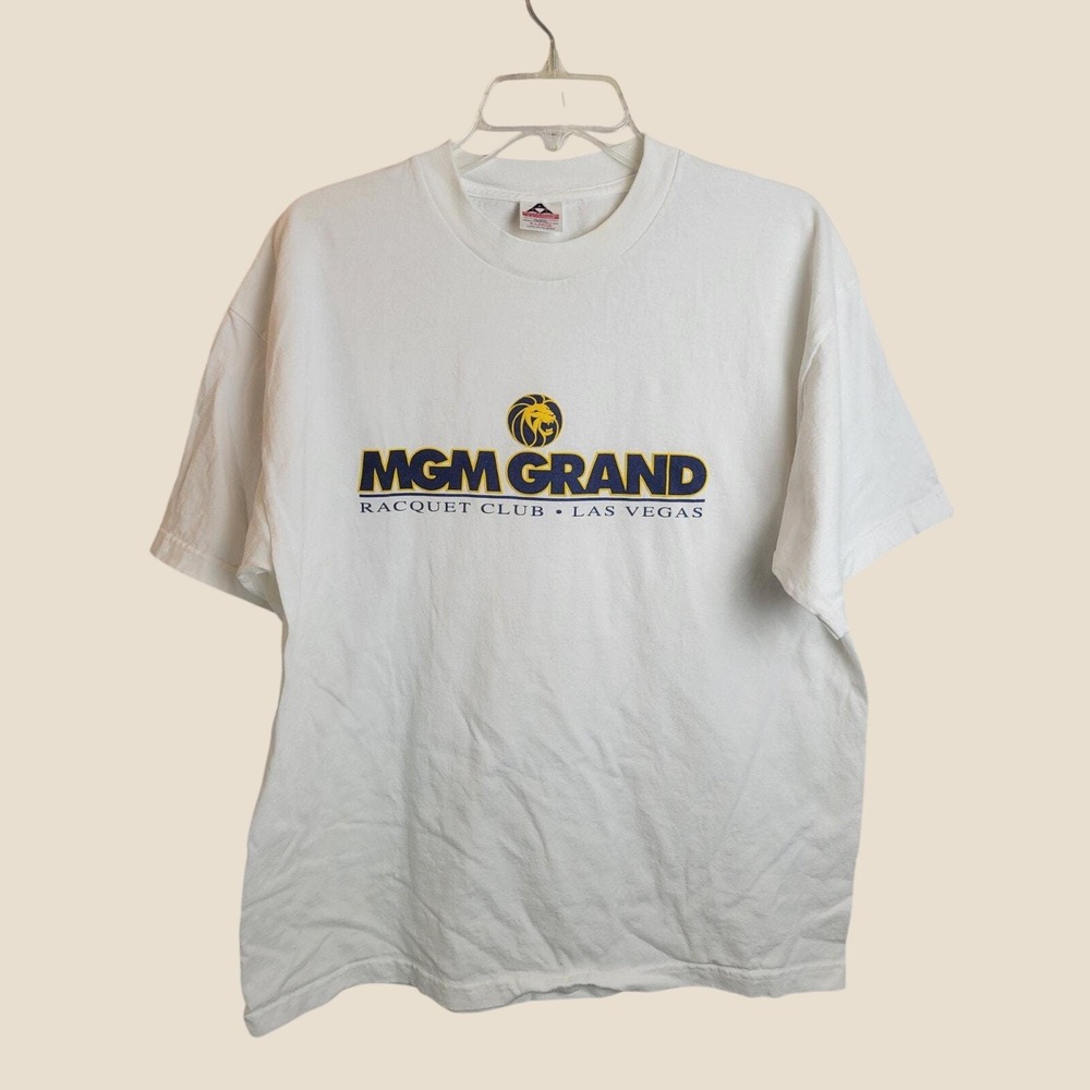 AAA MGM Grand Racquet Club Las Vegas 90s Graphic T-Shirt XL White Cotton